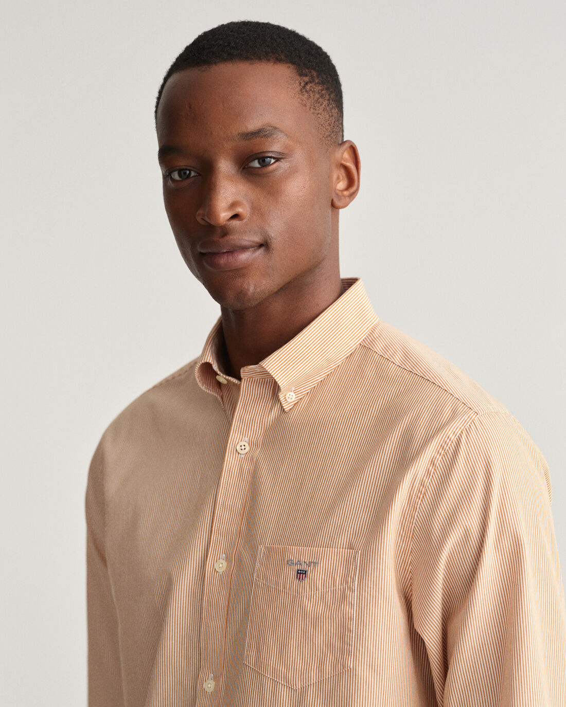 Orange striped 2024 dress shirt