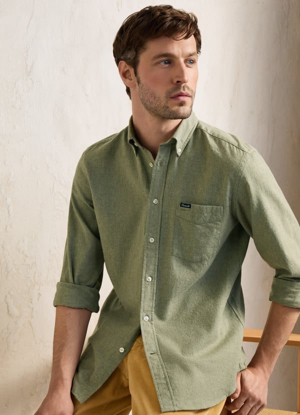 Green flannel regular fit shirt Façonnable - FM301863/730