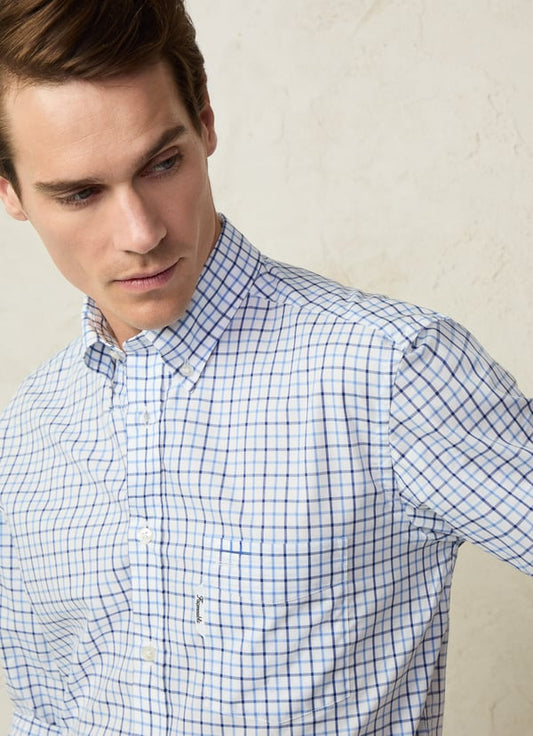 Blue checkered cotton regular fit shirt Façonnable - FM301913/5AA