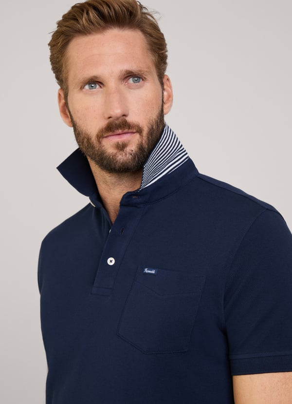 Navy katoenen regular fit polo Façonnable - FM540498/585