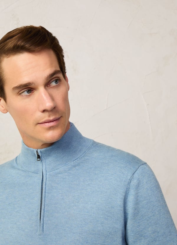 Blue cotton silk half zip pullover Façonnable - FM700300/522