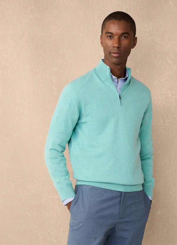 Blue cotton silk half zip pullover Façonnable - FM700300/522