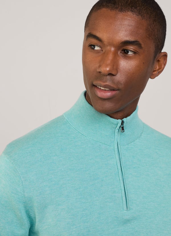 Blue cotton silk half zip pullover Façonnable - FM700300/522