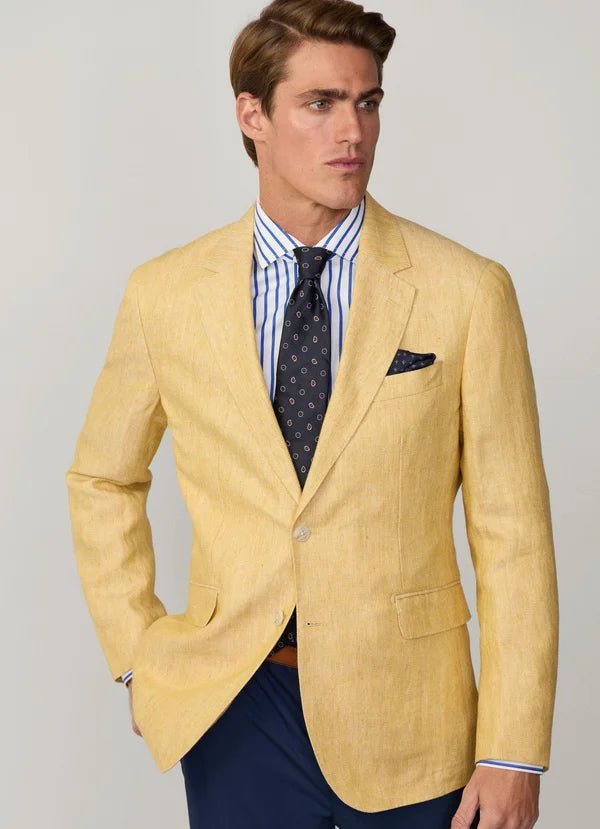 Yellow linnen slim fit jacket Hackett - HM443515R-043