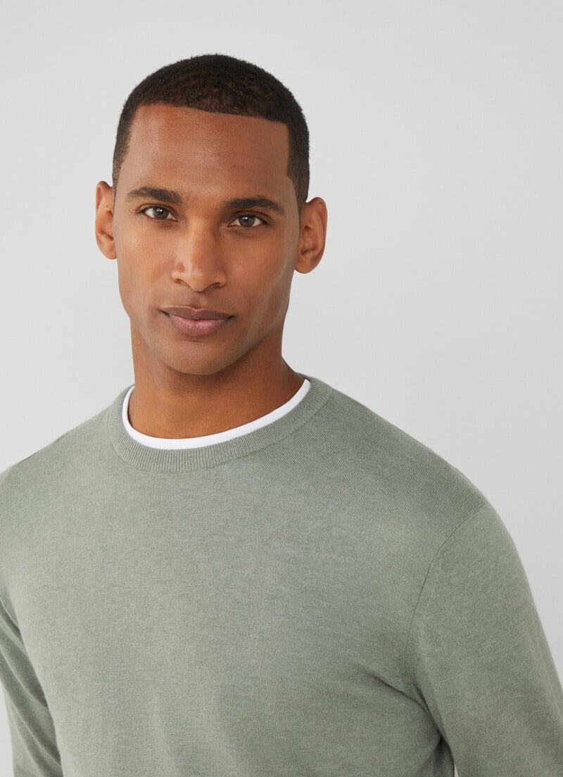 Green cotton cashmere crew neck pullover Hackett - HM703085/703