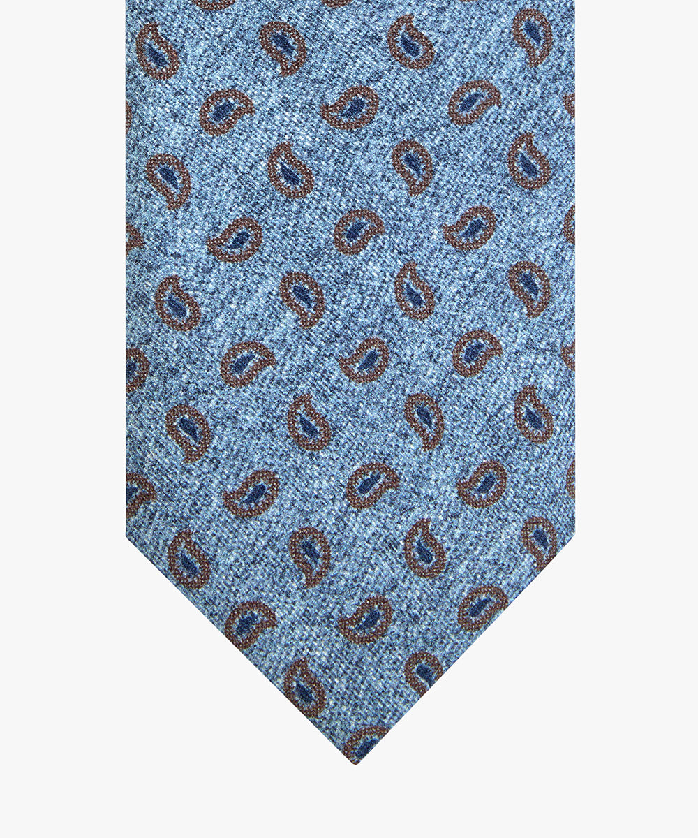 Blue grey silk tie with paisley print Profuomo- PPVA30014B