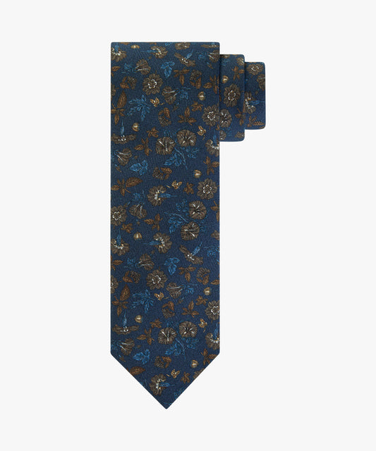 Navy silk tie with flowers Profuomo - PPVA30022A