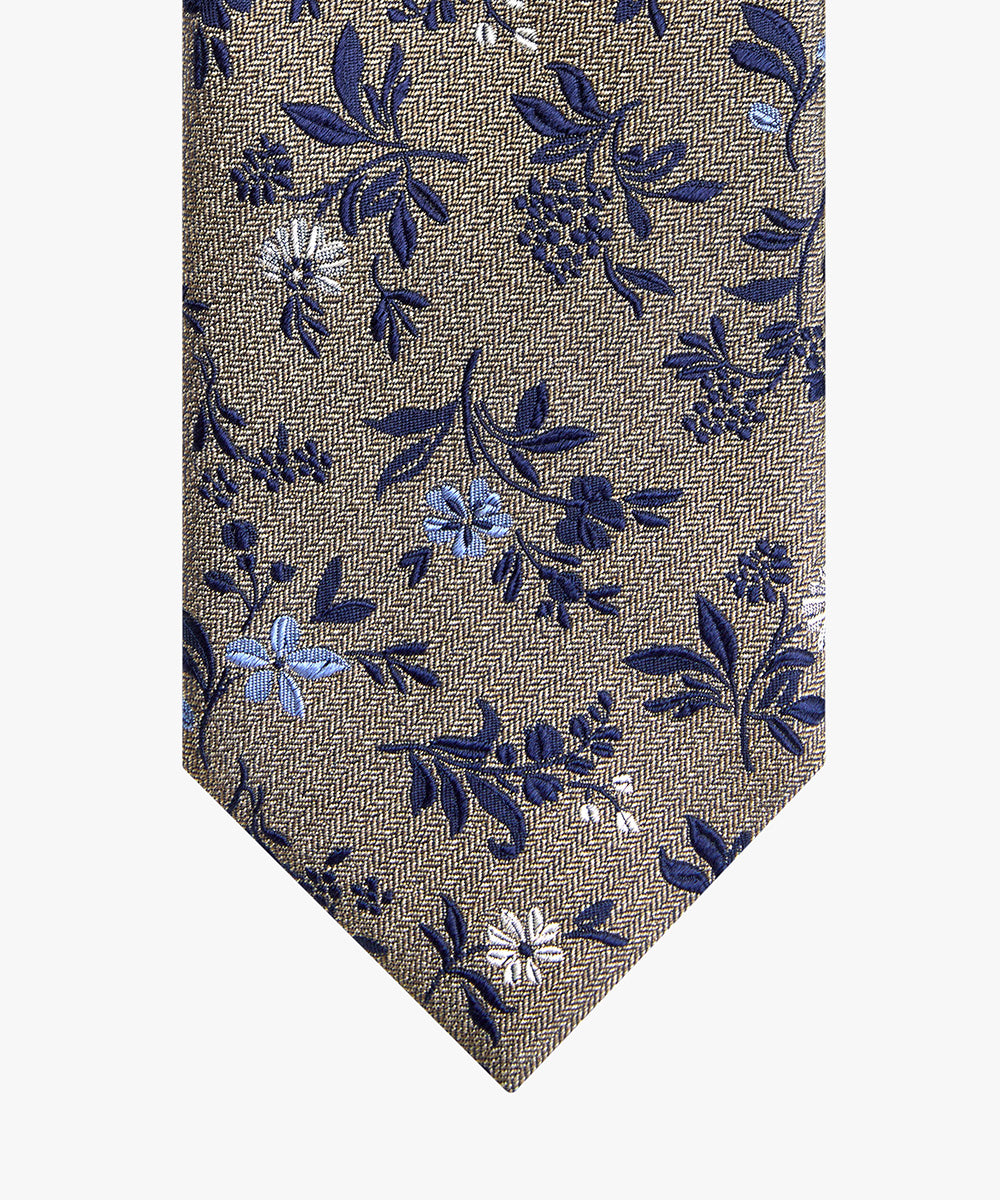 Beige silk tie with flowers Profuomo - PPVA30048B