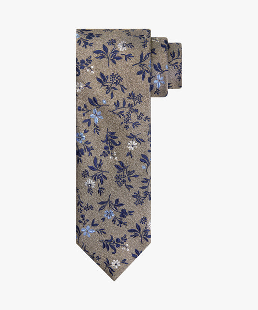 Beige silk tie with flowers Profuomo - PPVA30048B