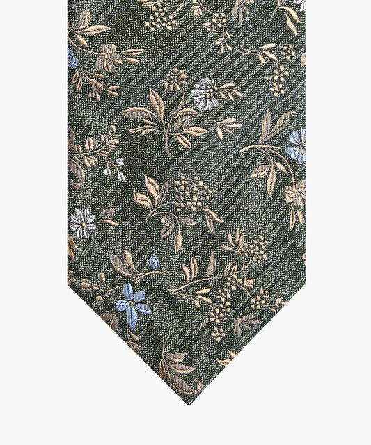 Green silk tie with flowers Profuomo - PPVA30048D