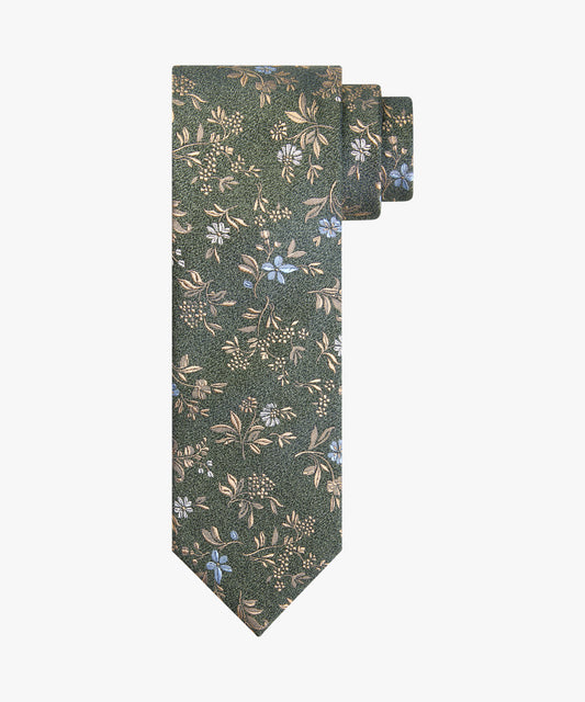 Green silk tie with flowers Profuomo - PPVA30048D