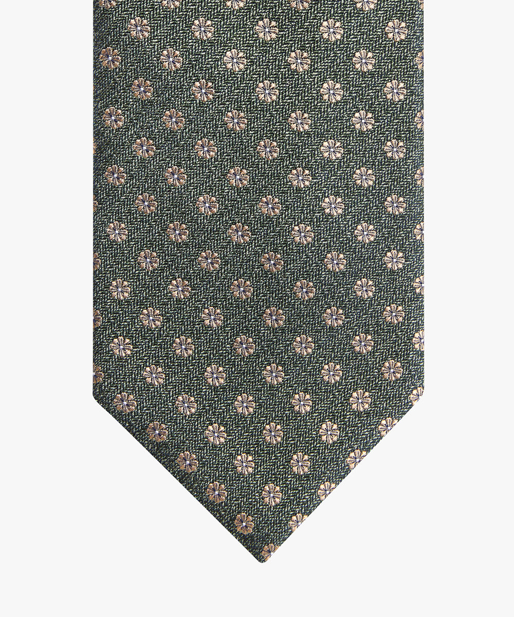 Green silk tie with flowers Profuomo - PPVA30050D