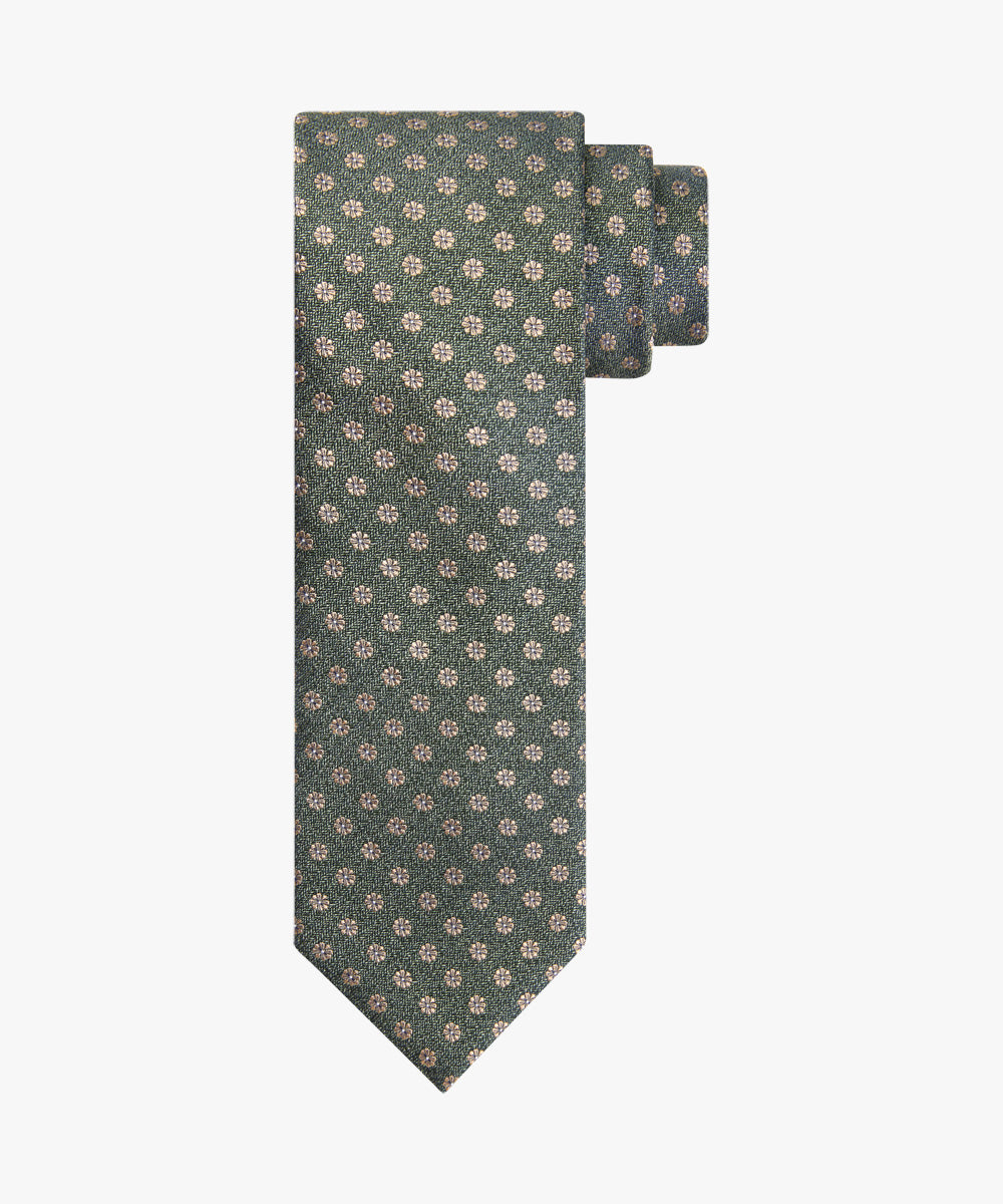 Green silk tie with flowers Profuomo - PPVA30050D