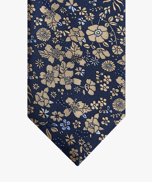 Navy silk tie with flowers Profuomo - PPVA30053A