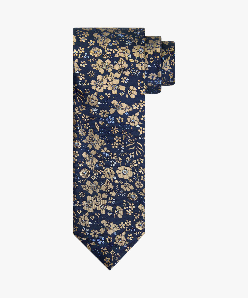 Navy silk tie with flowers Profuomo - PPVA30053A