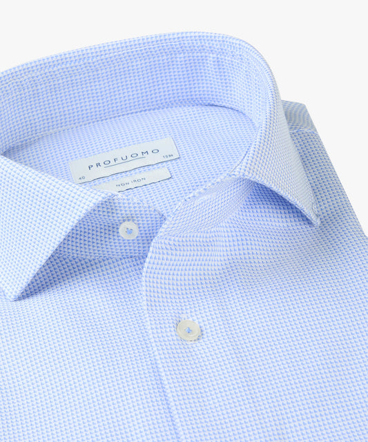 Light blue structured cotton slim fit shirt Profuomo - PPVH30010A