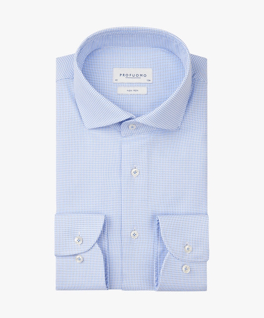 Light blue structured cotton slim fit shirt Profuomo - PPVH30010A