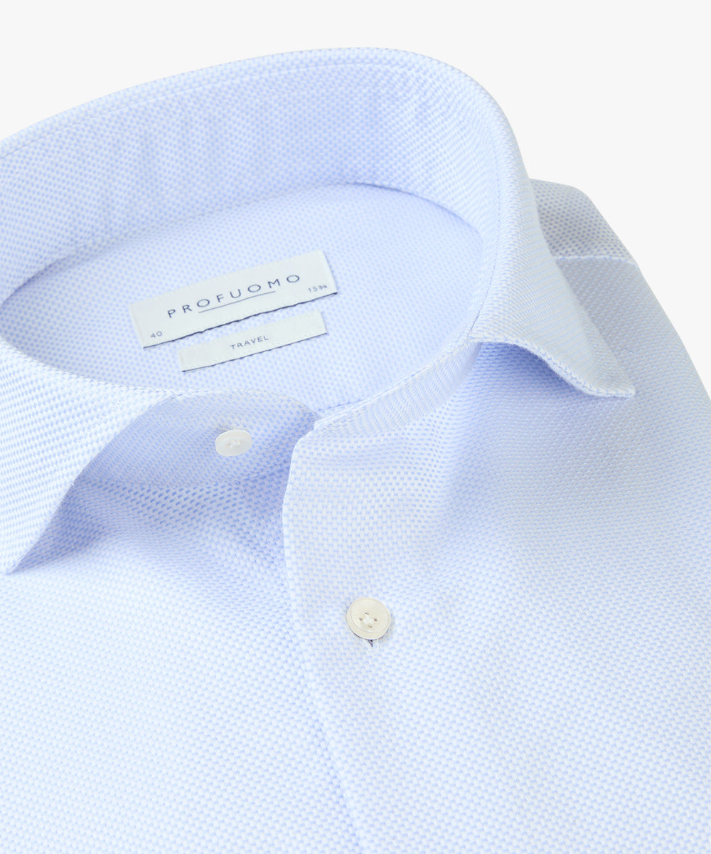 Light blue structured cotton slim fit shirt Profuomo - PPVH30015A