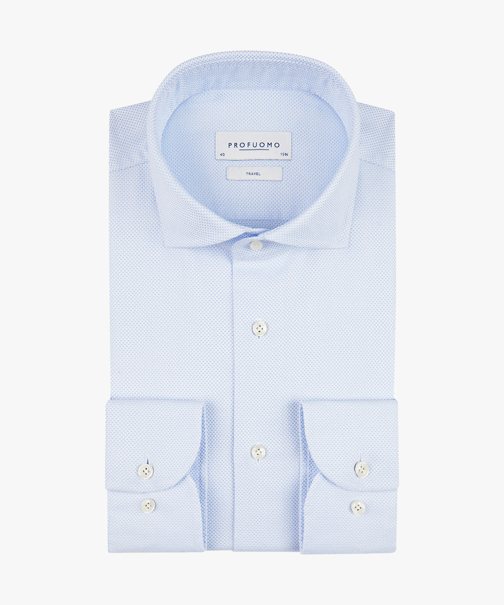 Light blue structured cotton slim fit shirt Profuomo - PPVH30015A