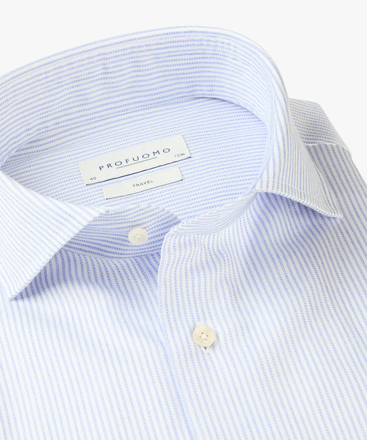 Light blue striped cotton slim fit shirt Profuomo - PPVH30016A