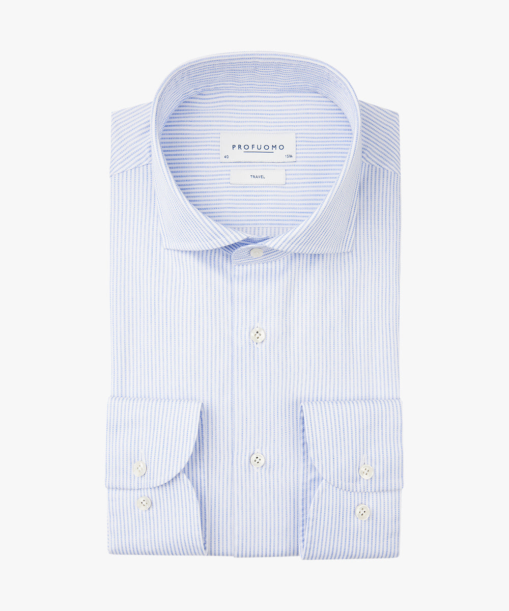 Light blue striped cotton slim fit shirt Profuomo - PPVH30016A