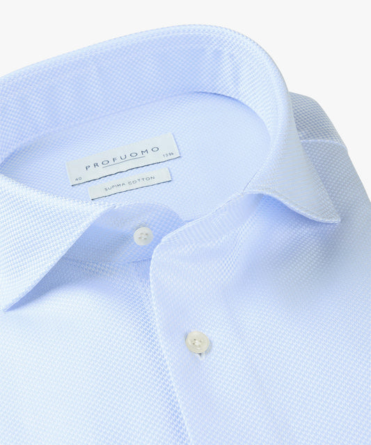 Light blue structured cotton slim fit shirt Profuomo - PPVH30021B