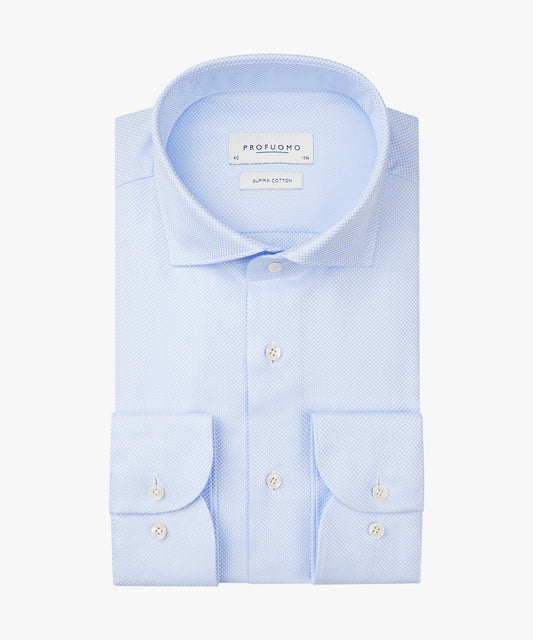 Light blue structured cotton slim fit shirt Profuomo - PPVH30021B