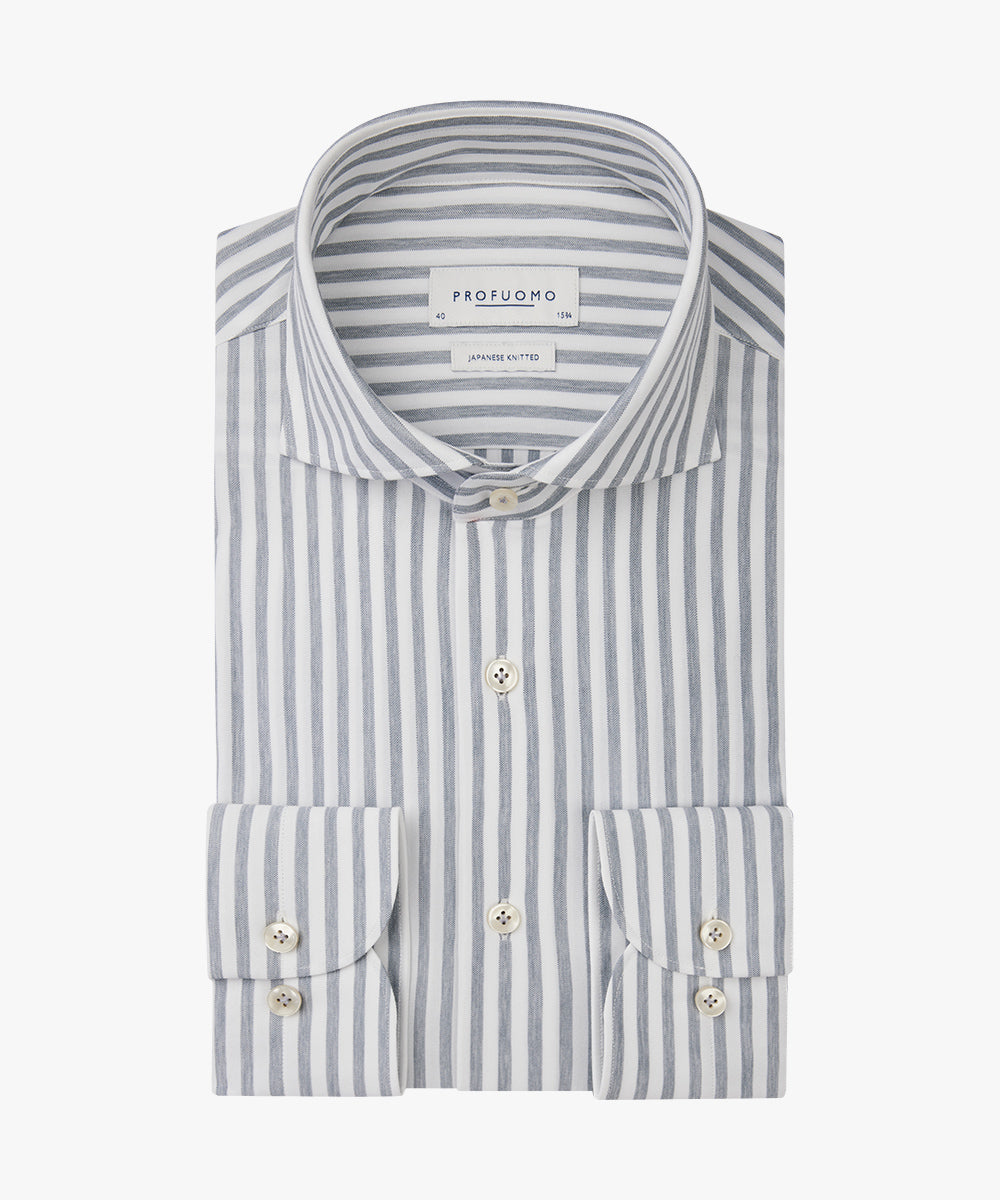 Taupe striped slim fit shirt Profuomo - PPVH30045A-B