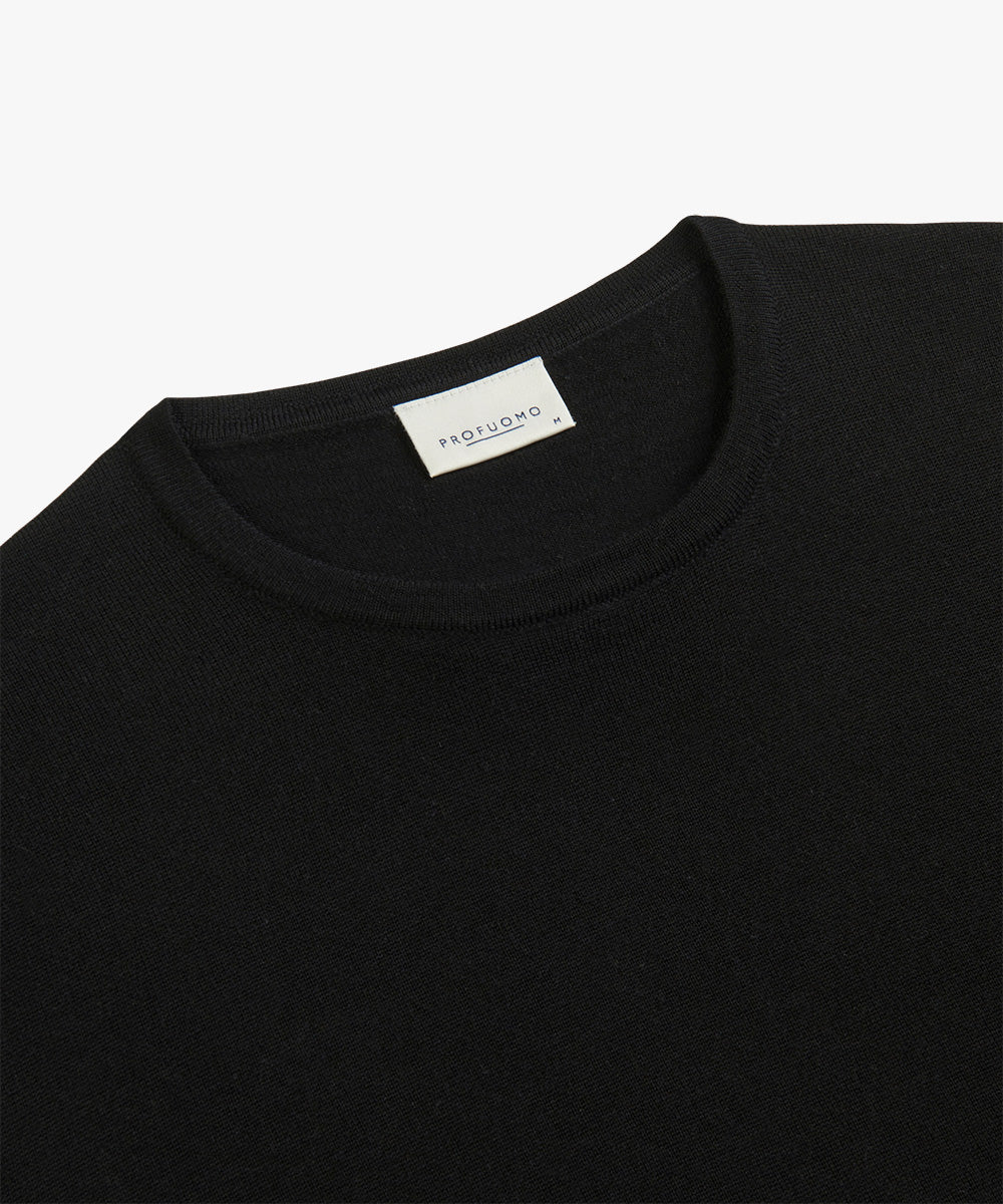 Black merino crew neck pullover Profuomo - PPVJ30001G-H-F-C