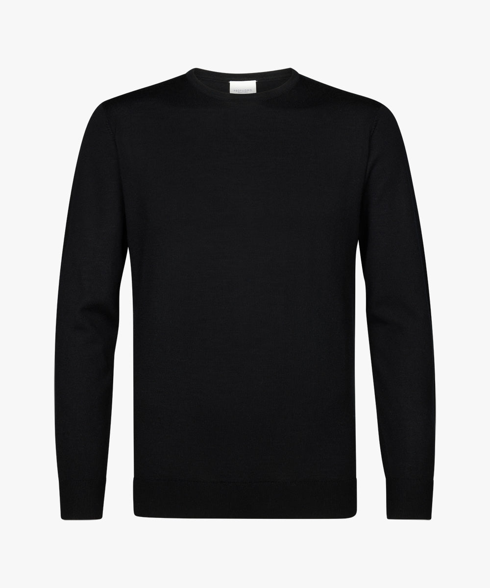 Black merino crew neck pullover Profuomo - PPVJ30001G-H-F-C