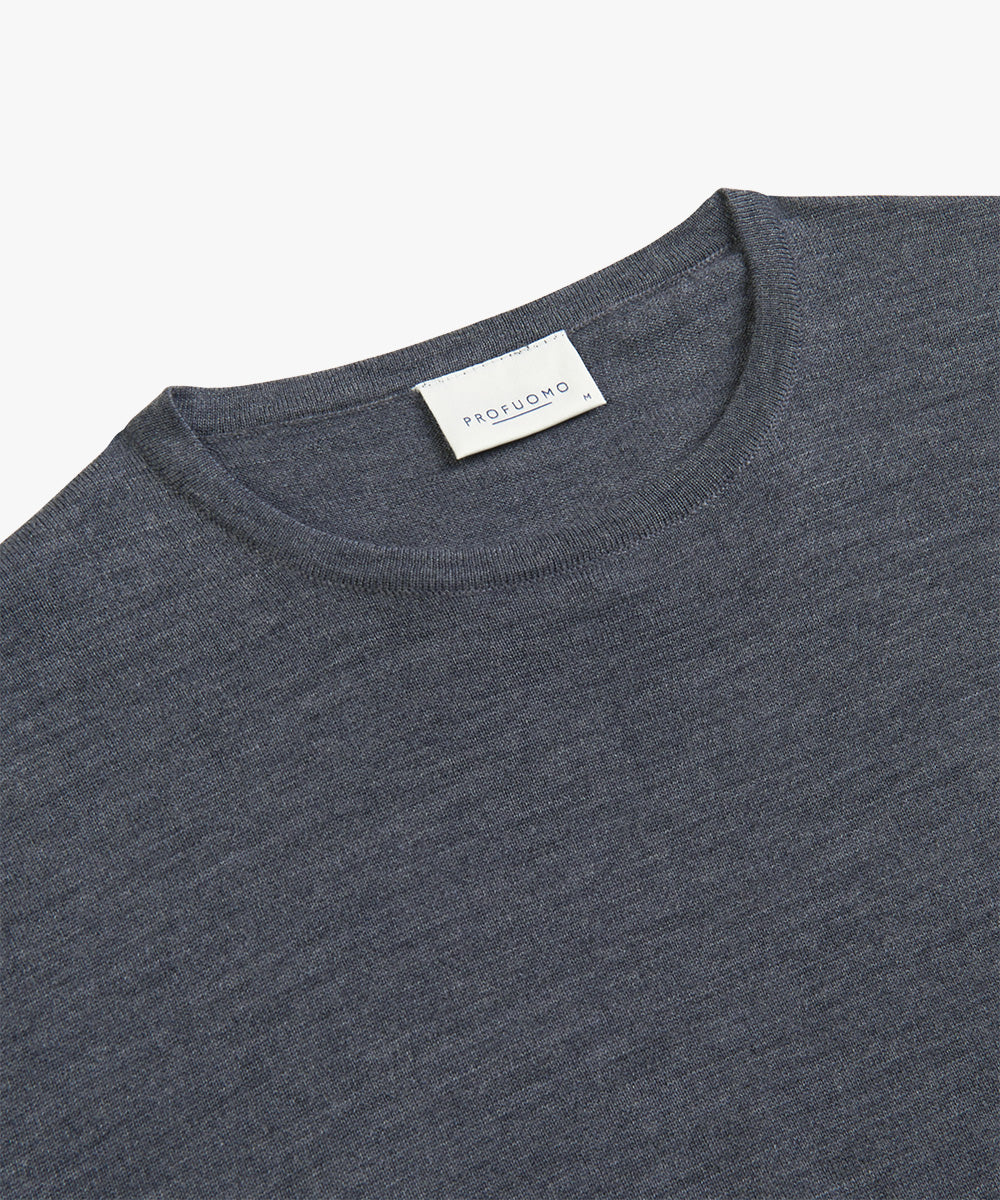 Grey merino crew neck pullover Profuomo - PPVJ30001G-H-F-C