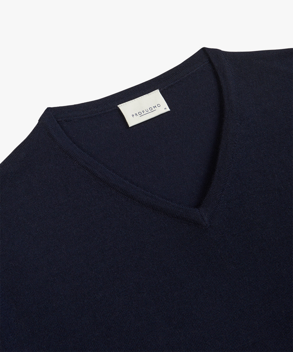 Navy merino V-Neck pullover Profuomo - PPVJ30026A-E