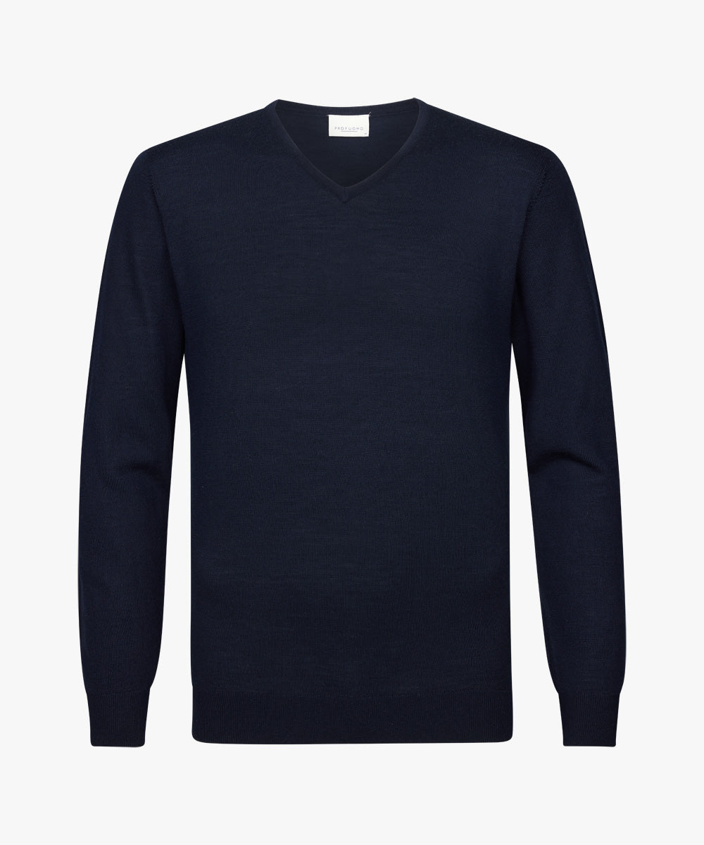 Navy merino V-Neck pullover Profuomo - PPVJ30026A-E