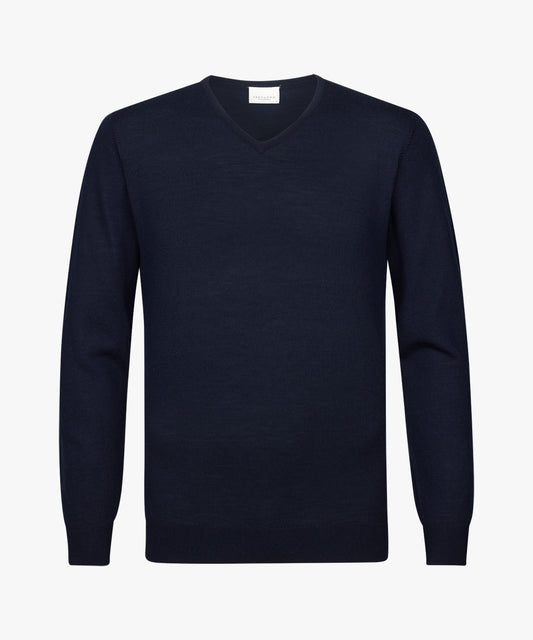  Navy merino V-hals trui Profuomo - PPVJ30026A-E 