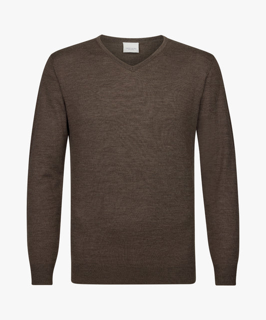 Brown merino V-Neck pullover Profuomo - PPVJ30026A-E