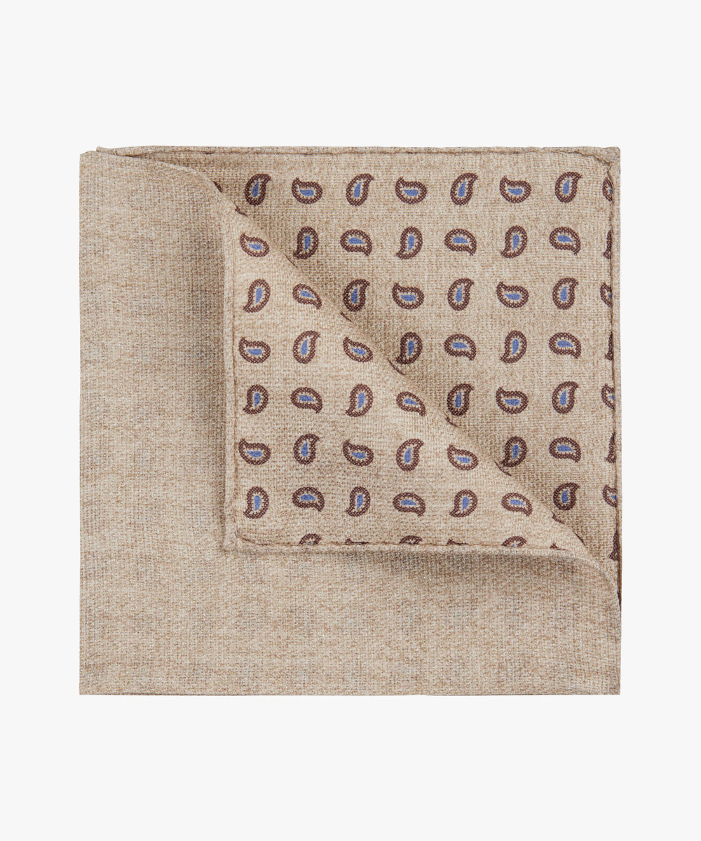 Beige silk pocket square with paisley print Profuomo - PPVN30030A