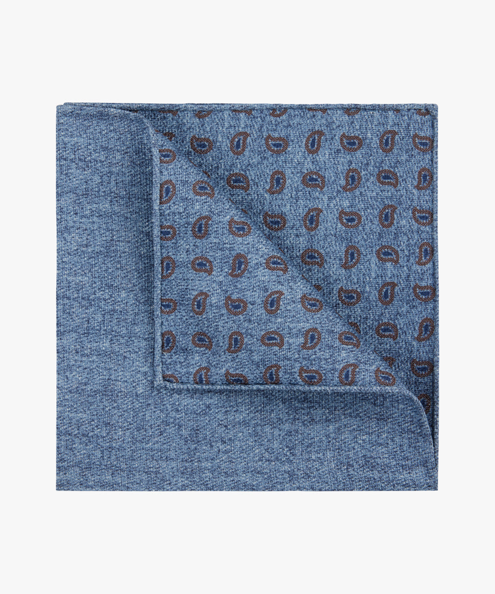 Blue silk pocket square with paisley print Profuomo - PPVN30030B