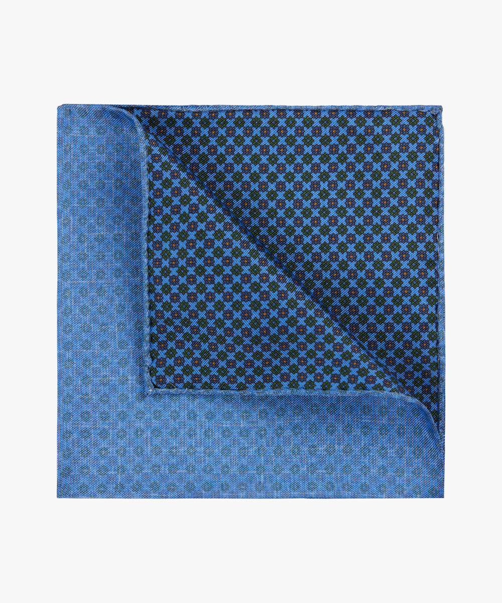 Blue silk pocket square with print Profuomo - PPVN30032A