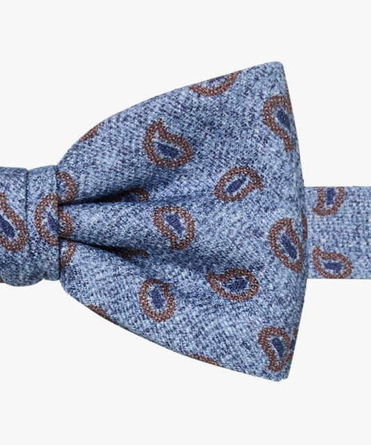  Blauw grijze zijden vlinderdas met paisley print Profuomo - PPVV30014B 