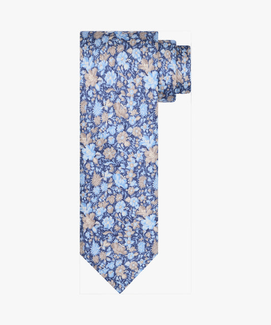 Navy silk tie with flowers Profuomo - PPWA10046A-D