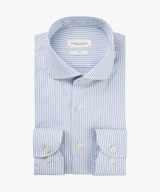 Blauw gestreept slim fit overhemd Profuomo - PPWH10011A