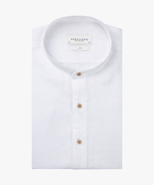 White slim fit linnen shirt Profuomo - PPWH10025A