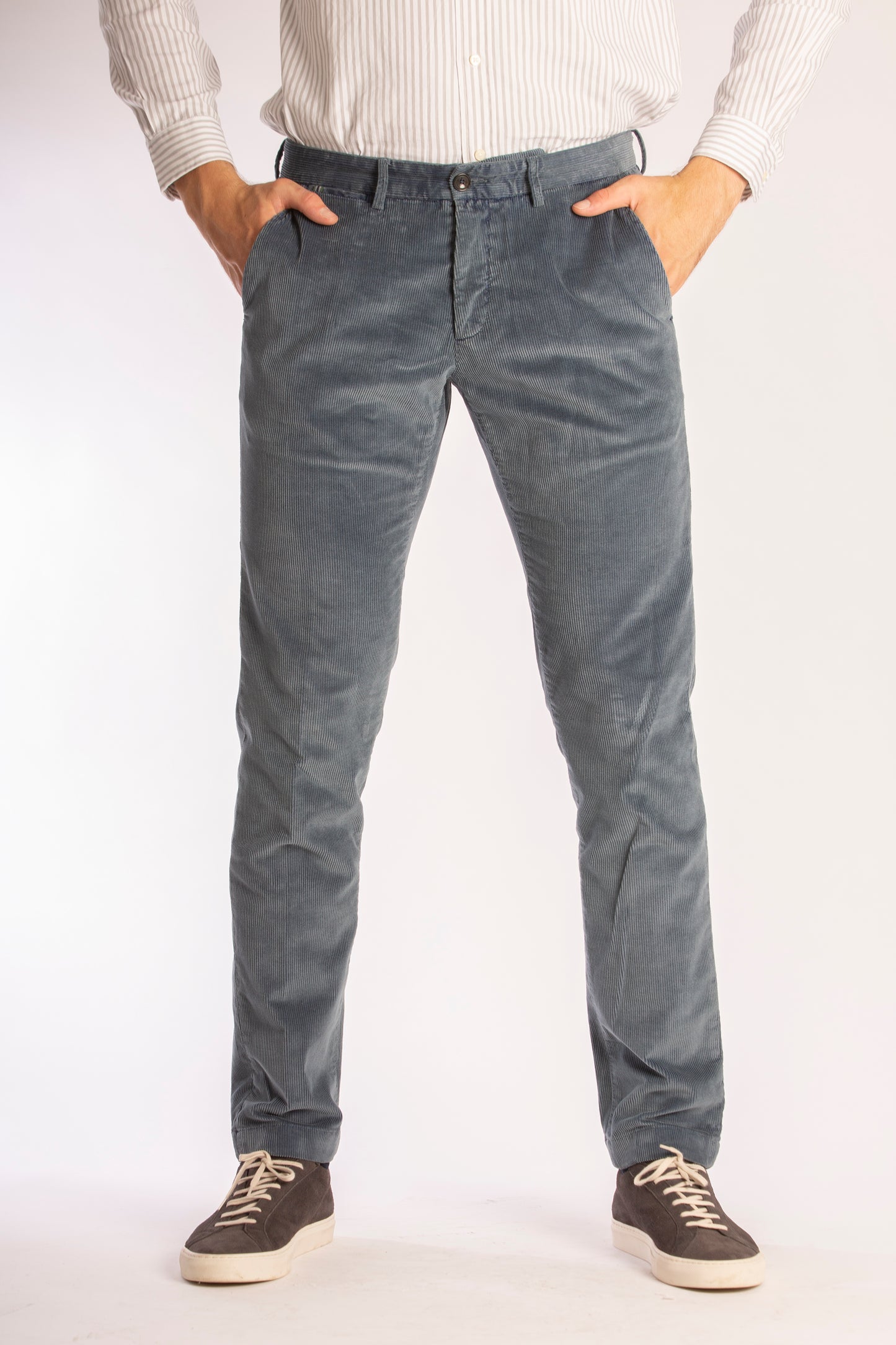  Beige corduroy slim fit broek Zilton - Sidney-P 58/412 