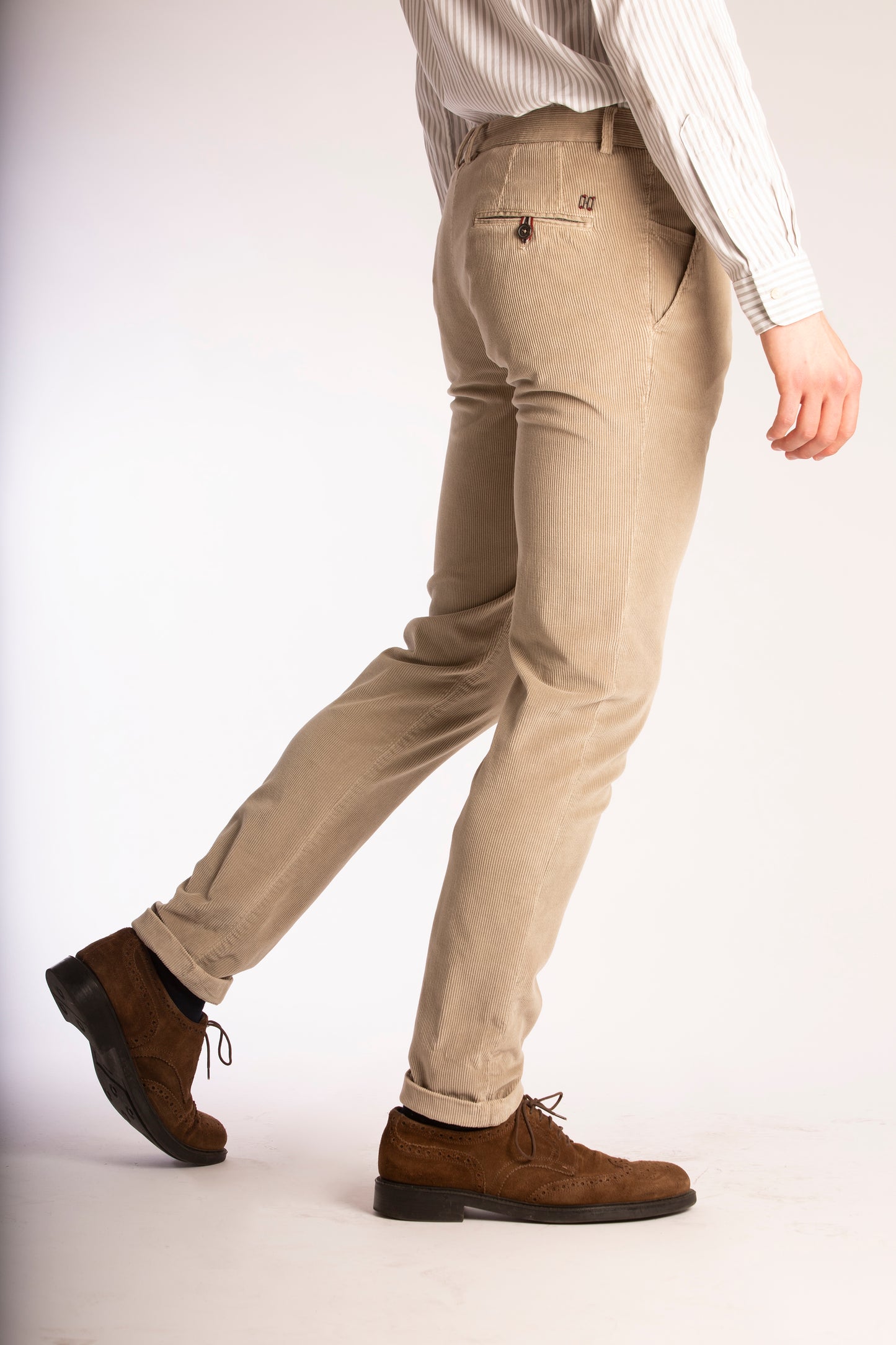 Light green corduroy slim fit trousers Zilton - Sidney-P 58/582