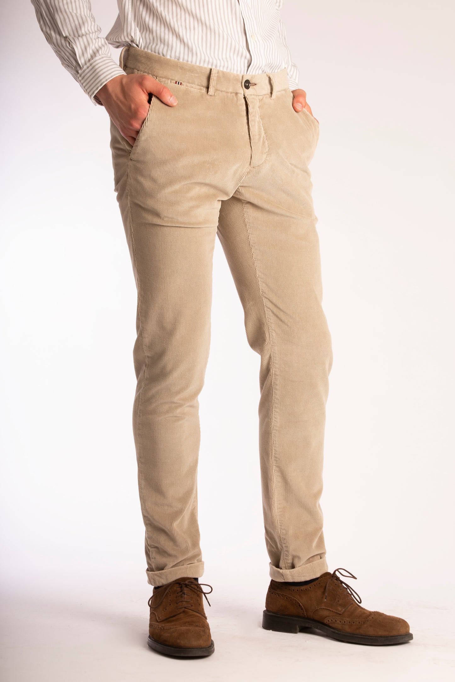 Beige corduroy slim fit trousers Zilton - Sidney-P 58/412