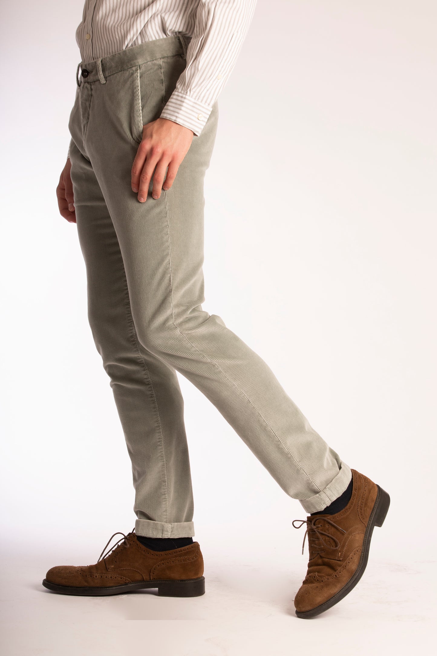  Beige corduroy slim fit broek Zilton - Sidney-P 58/412 