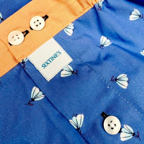 Blauwe boxershort met bloemen van Sixtine - Floriane