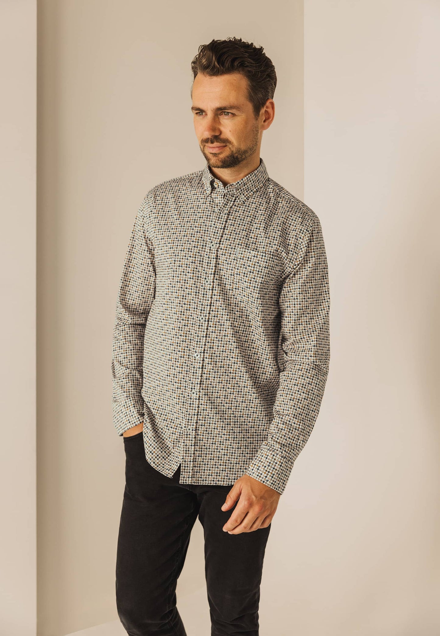  Grey cotton regular fit shirt with print State of Art - 24253/1129