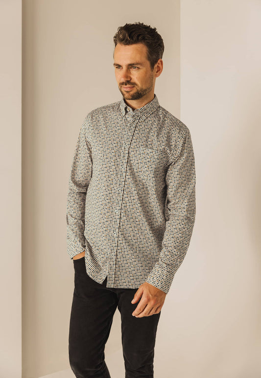 Camel cotton regular fit shirt with print State of Art - 24253/1123