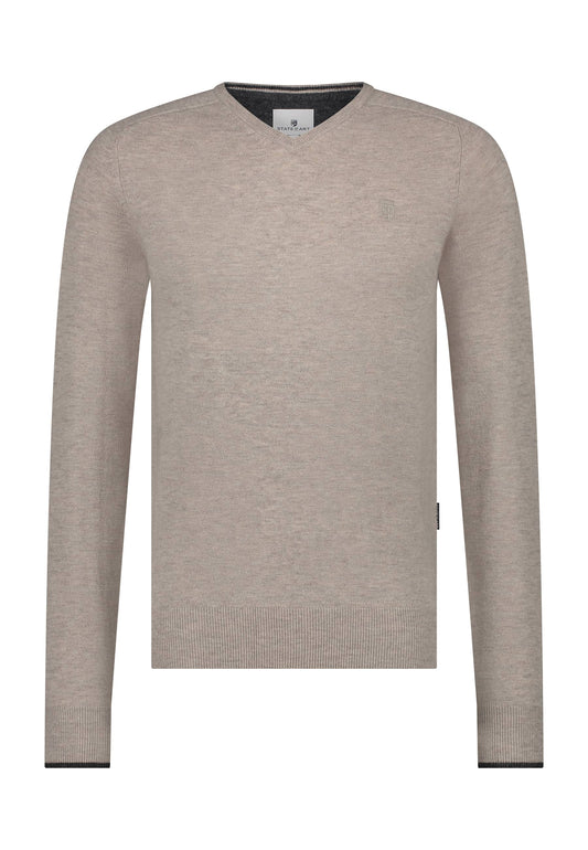 Beige wollen V-hals pullover State of Art - 24000/1600